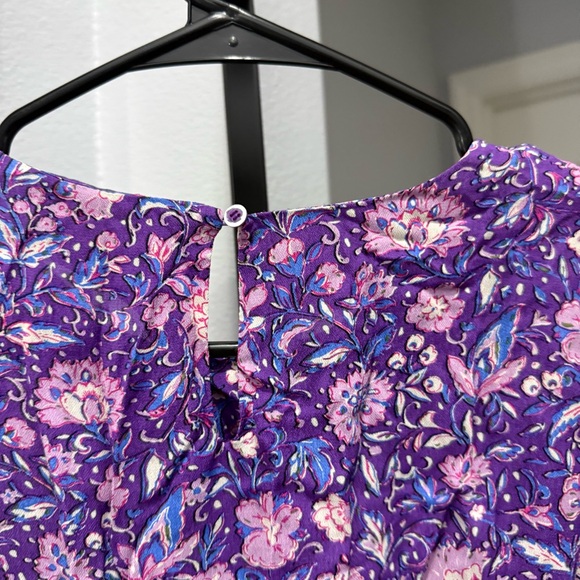 Maje Roleta Purple Floral Ruched Mini Dress Bohemian Cutout - Picture 7 of 10